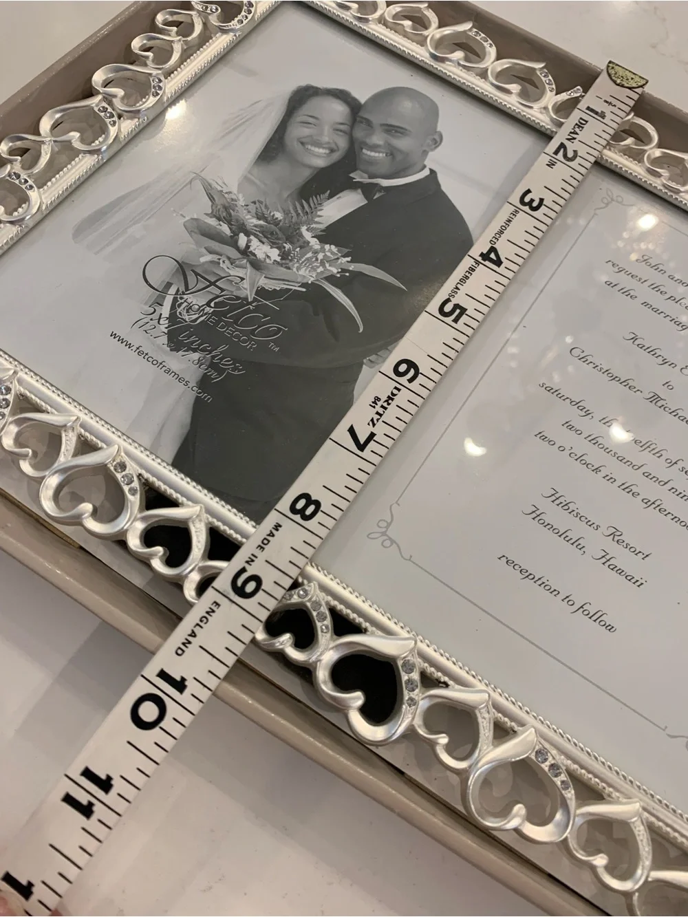 Open Heart Double 5x7 Metal Photo Frame Silver Hearts, Love, Wedding NEW